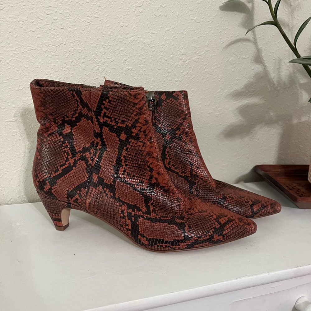 Splendid Leather Zip Up Snake Skin Booties